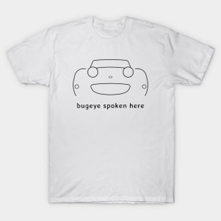 Austin Healey Sprite 1960s British classic car "bugeye spoken here" black T-Shirt